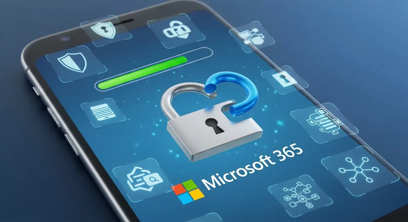 Microsoft 365の多要素認証設定画面とスマートフォンの操作イメージ