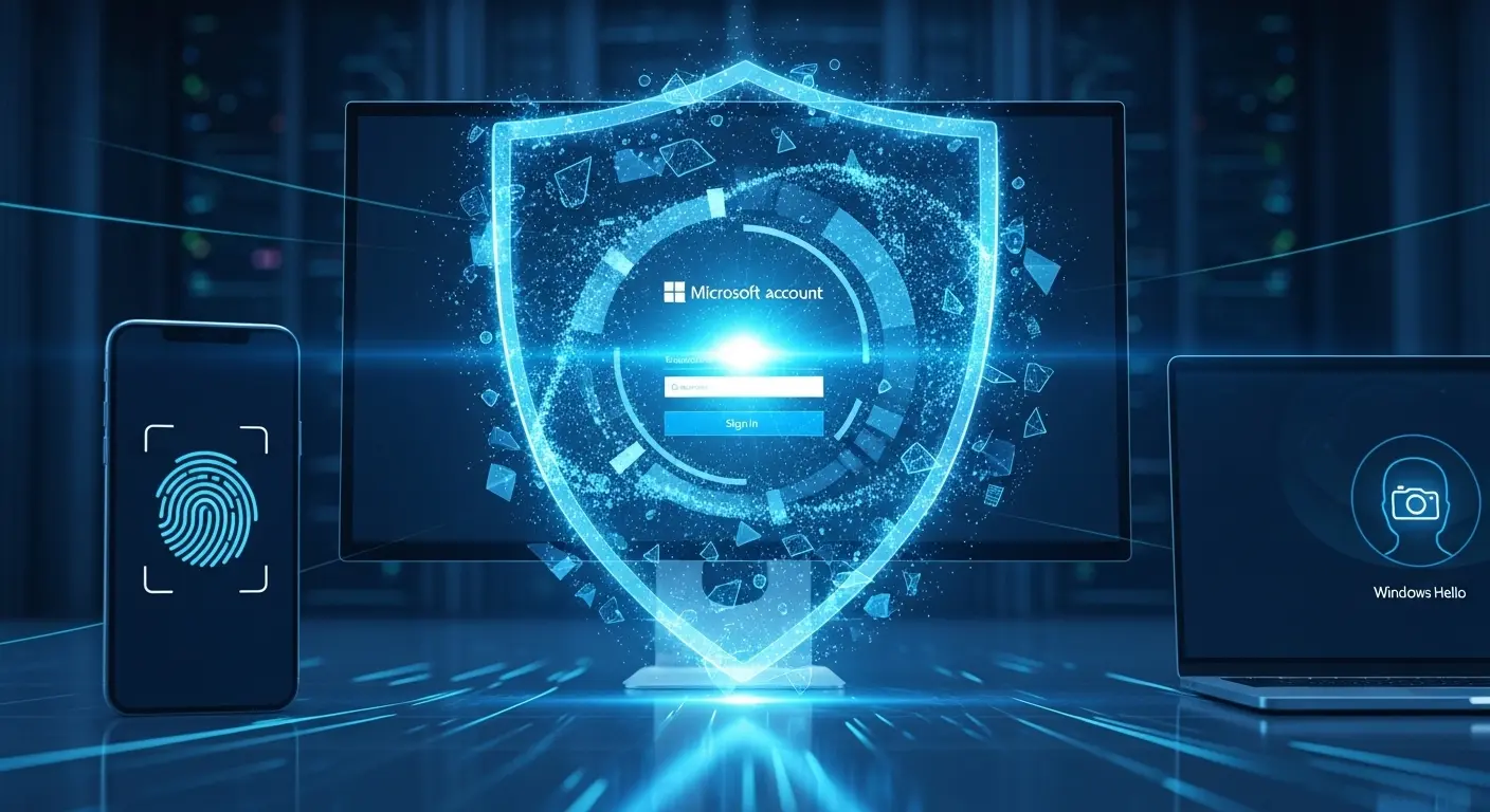 Windowsデバイスでのパスキー認証と生体認証のイメージ