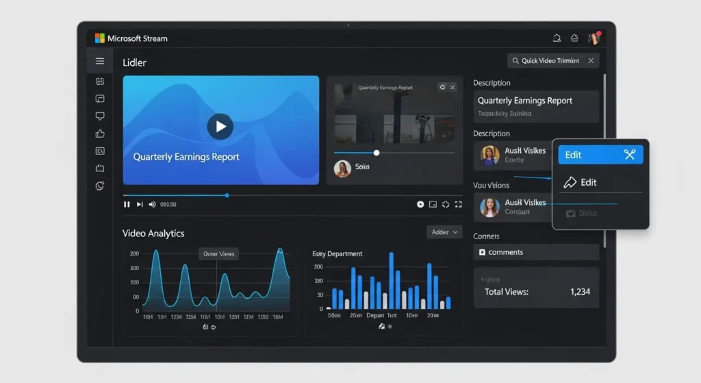 Microsoft Streamの動画管理および簡易編集画面