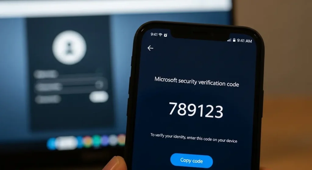 スマートフォンに届いたMicrosoftの認証コード画面