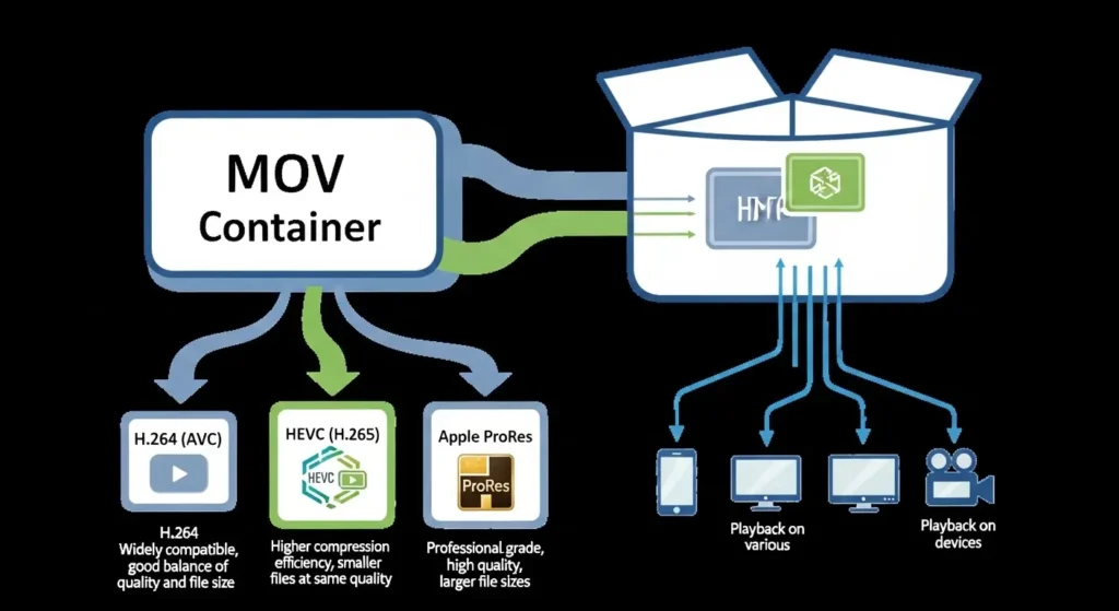 MOVファイルの構造とコーデックの関係図