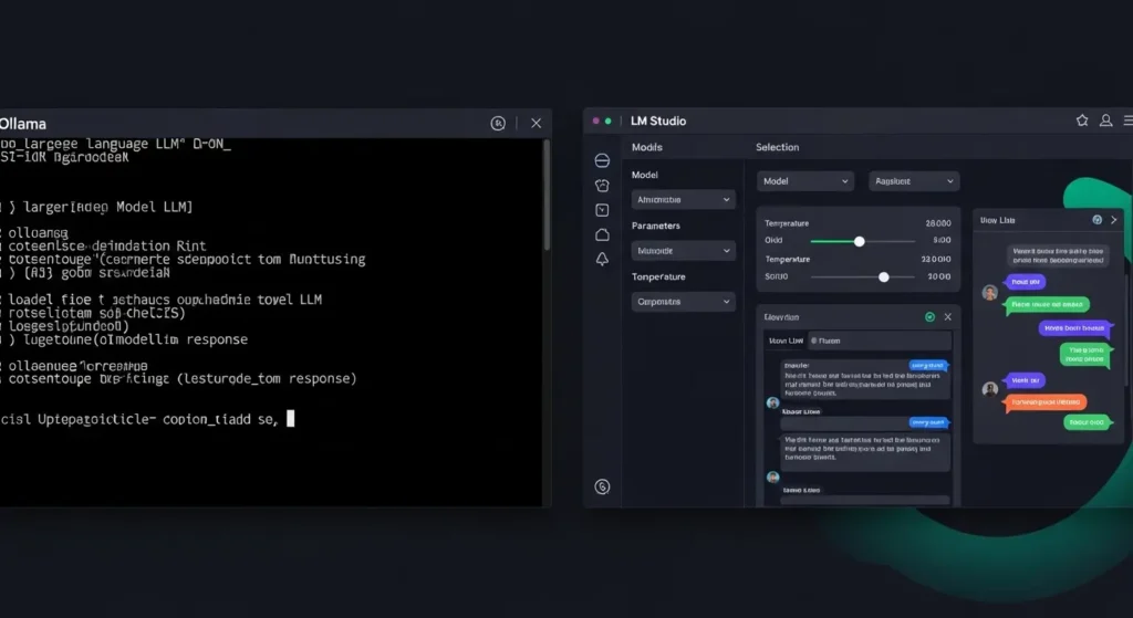 OllamaとLM Studioのセットアップ画面の比較