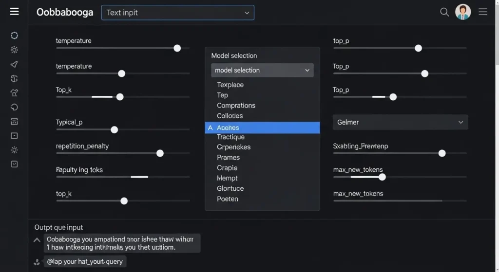 Text generation web UIの操作設定画面