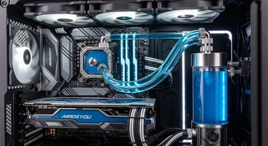 冷却システムが充実した自作パソコンの内部構造