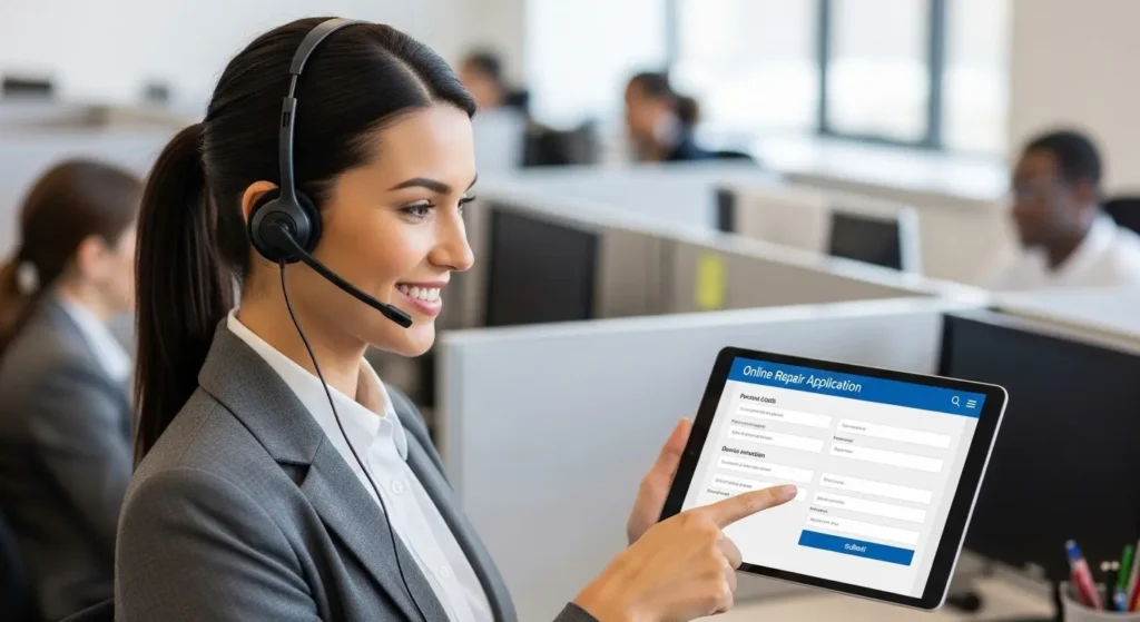 オンラインで修理の申し込みを行う際の案内イメージ