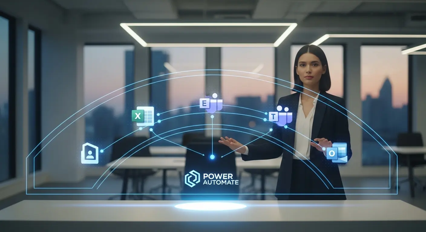 Power Automate を活用して業務フローを自動化するイメージ図