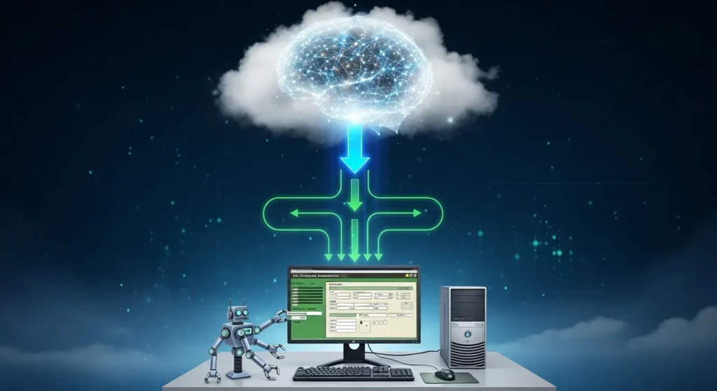 クラウドのAIエージェントとデスクトップフローが連携して動く仕組み