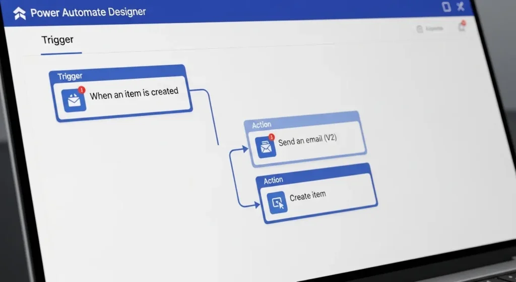 Power Automate のフロー作成画面のインターフェース