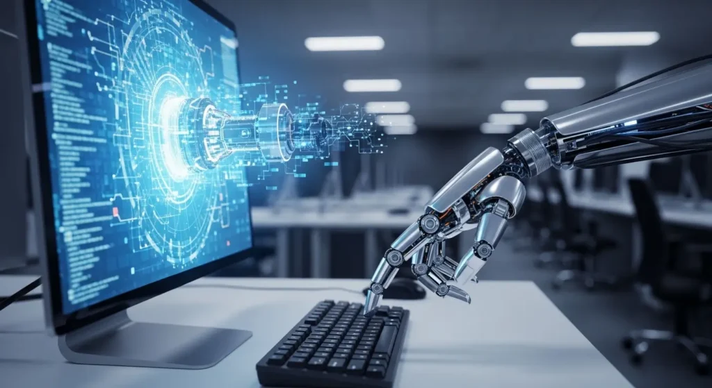 デスクトップ操作を自動化する RPA ロボットのイメージ