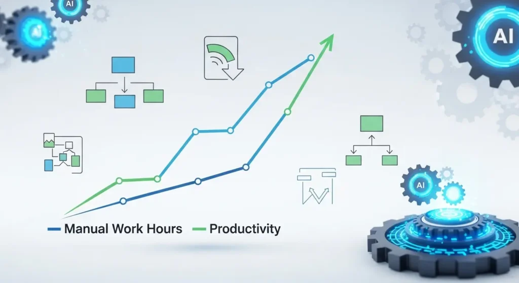 Power Automate 導入による生産性向上のデータグラフ
