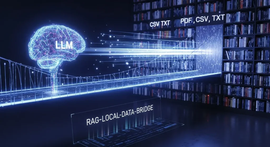 ローカルLLMと外部データを繋ぐRAGの概念図