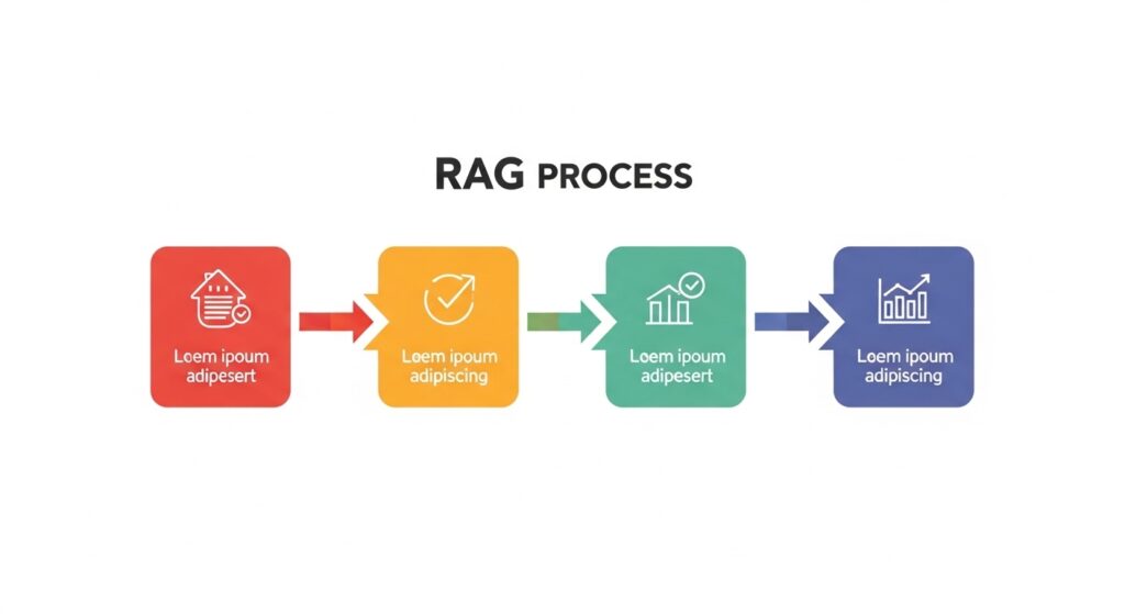 RAG（検索拡張生成）のプロセスフロー図