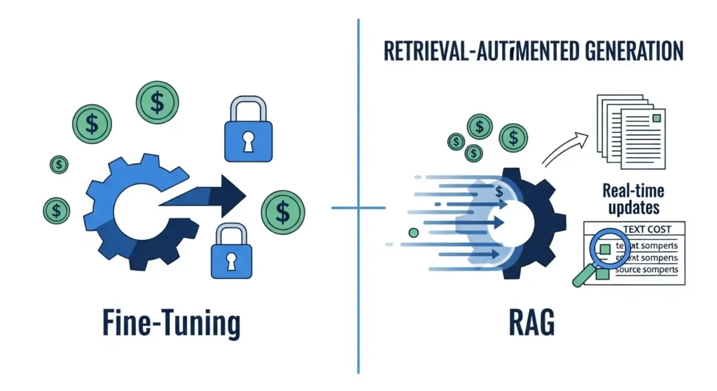 RAGとファインチューニングのメリット比較図