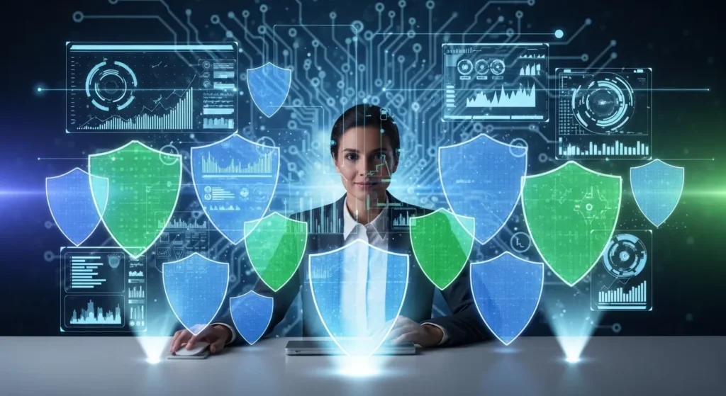 多要素認証で守られた安全なデジタルライフのイメージ