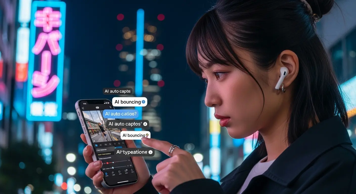 最新のスマホアプリでショート動画の字幕を編集するクリエイター