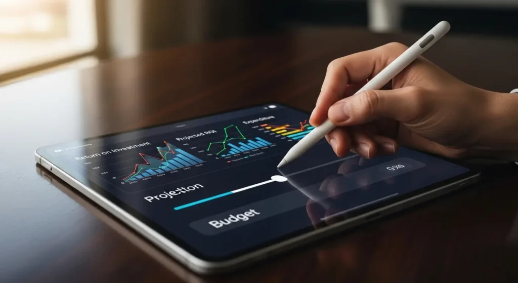 予算設定を調整しROIを最適化する様子