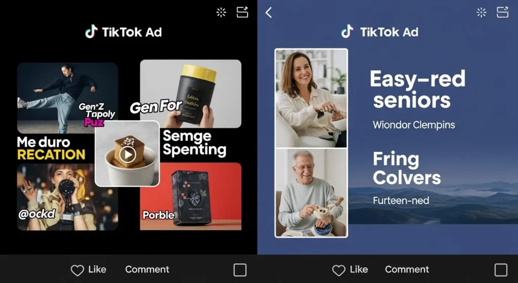 世代別に最適化されたTikTok広告デザインの比較