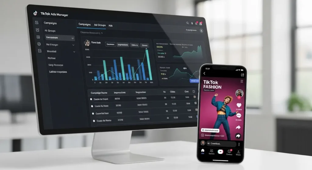 TikTok広告の種類と運用のポイントを解説するイメージ