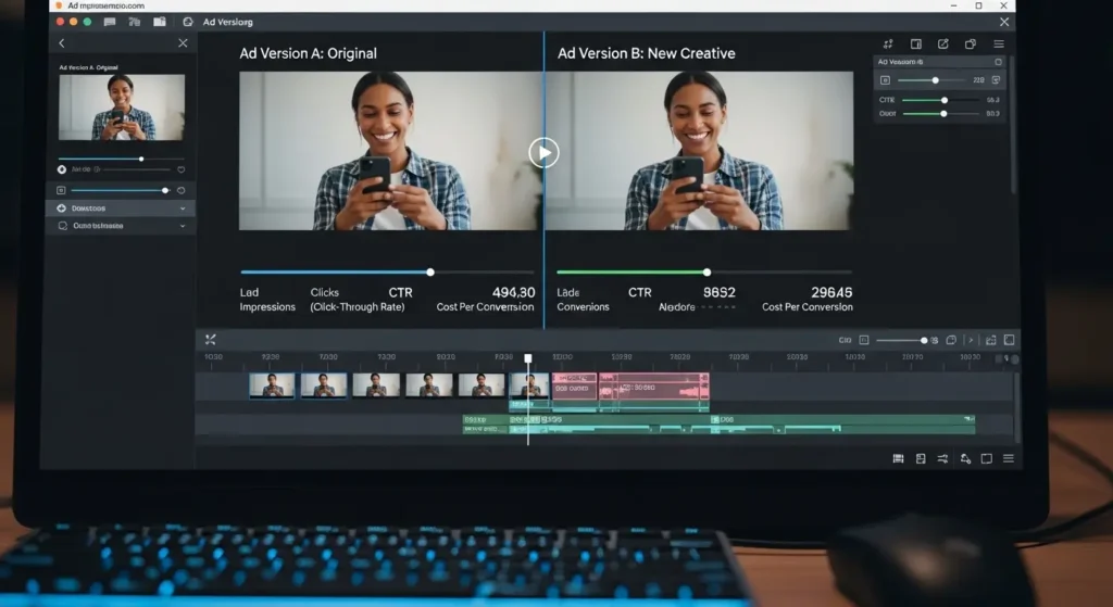 広告クリエイティブのA/Bテストを行う様子