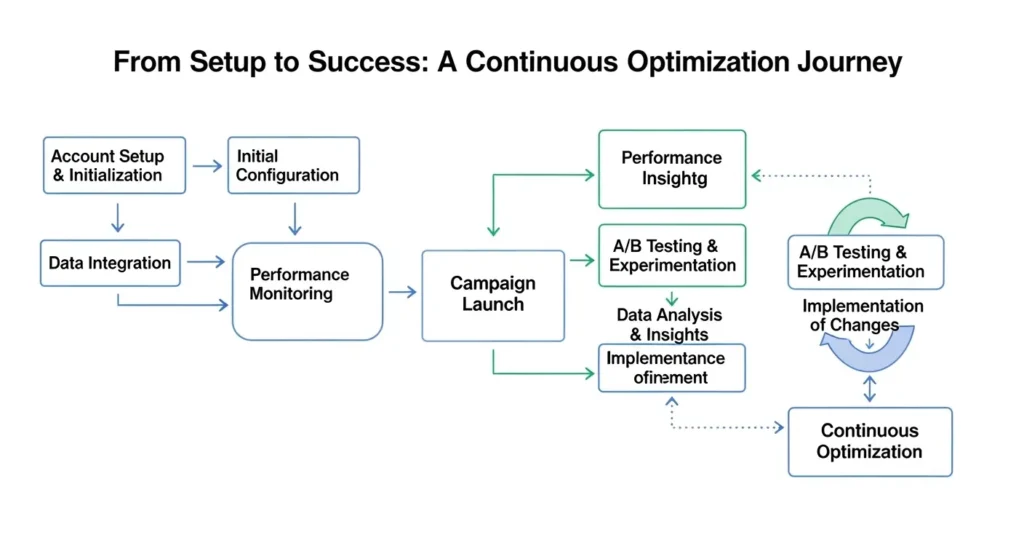 広告出稿から改善までのワークフロー図