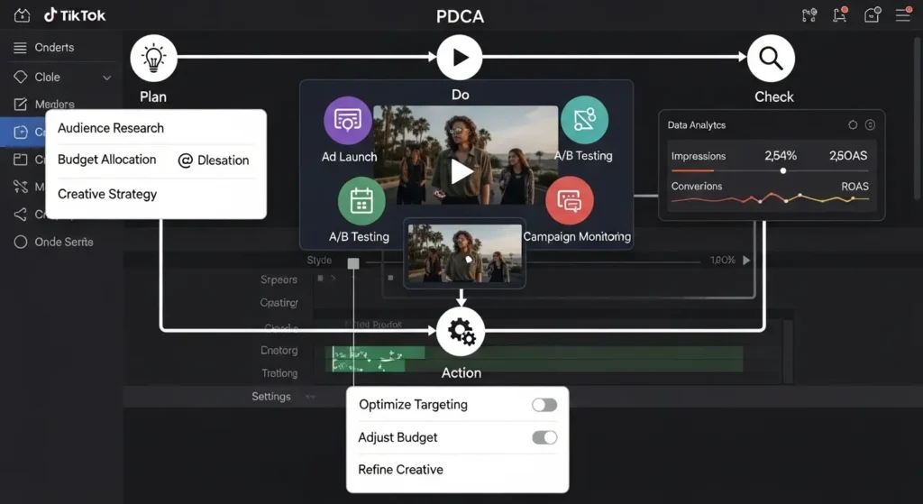 TikTok広告のPDCAサイクルと改善手順の図解