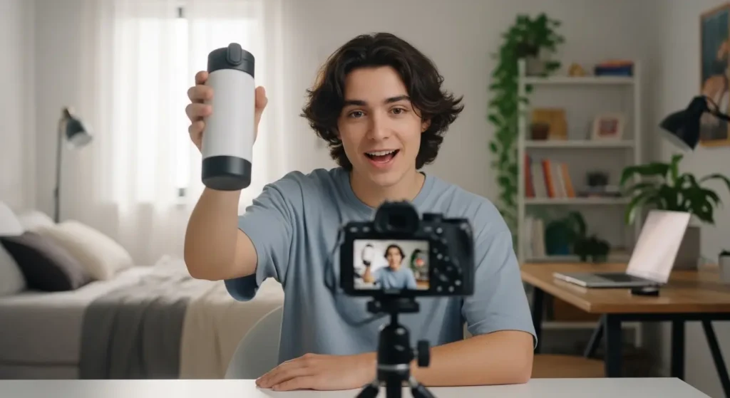 インフルエンサーによる商品紹介動画の撮影風景