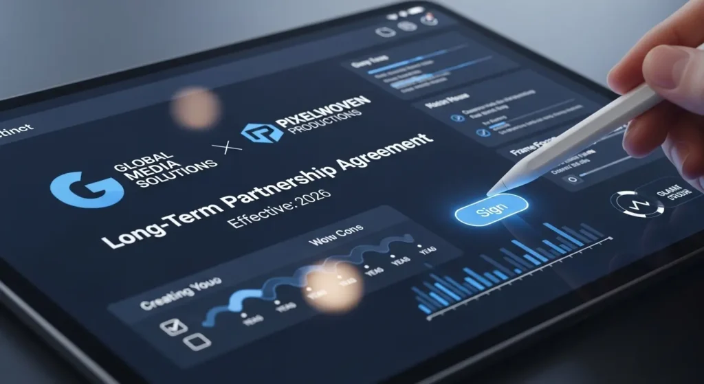 クライアントと継続契約を締結する様子