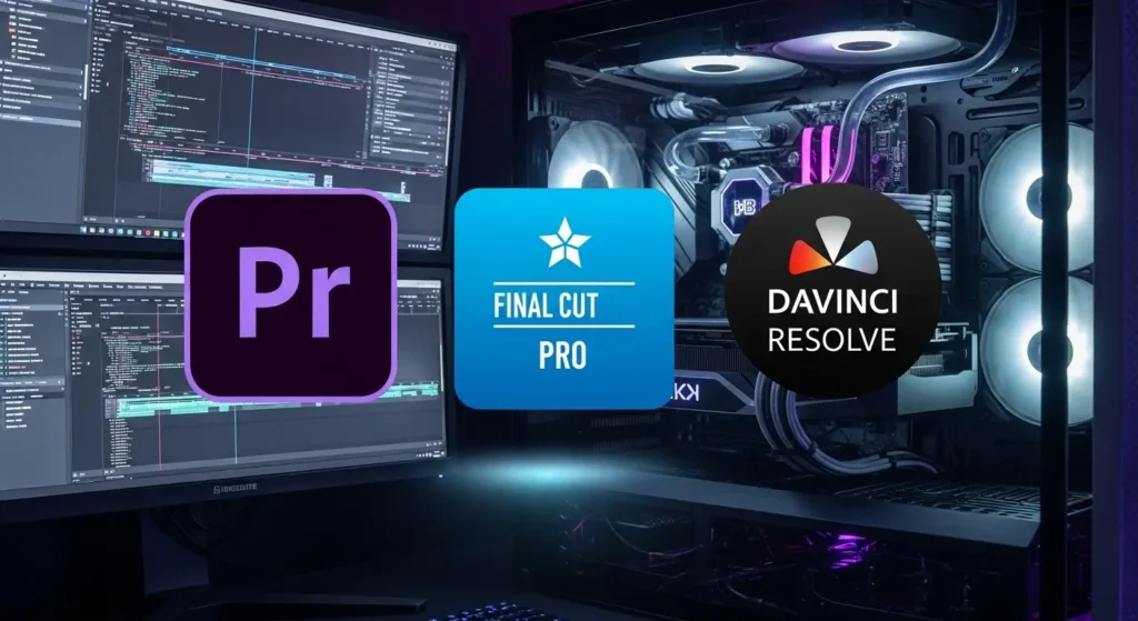 主要動画編集ソフトのロゴとPC環境