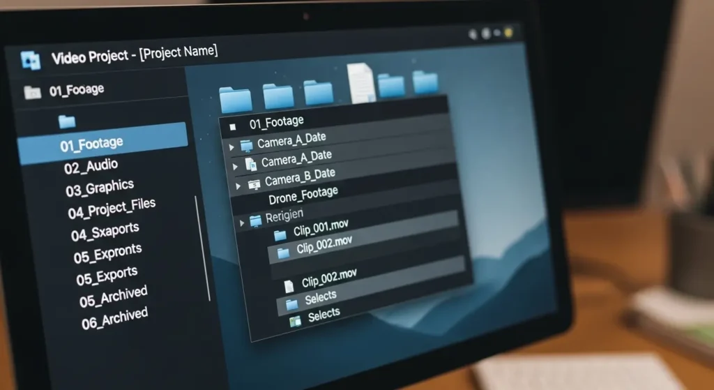 動画プロジェクトごとのフォルダ整理例
