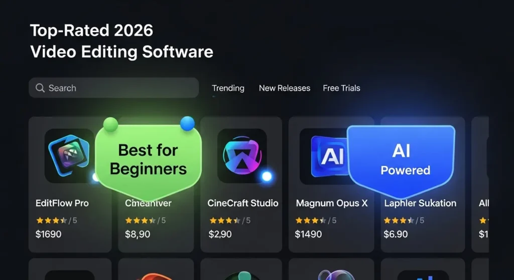 2026年最新の動画編集ソフトランキング画面