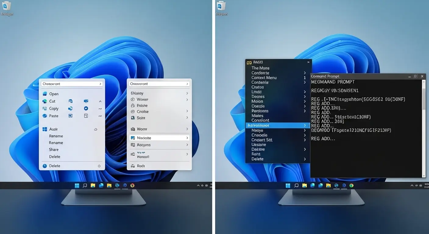 Windows 11の右クリックメニューをコマンドで戻す操作画面