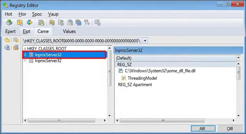 レジストリエディター内でのCLSID設定箇所