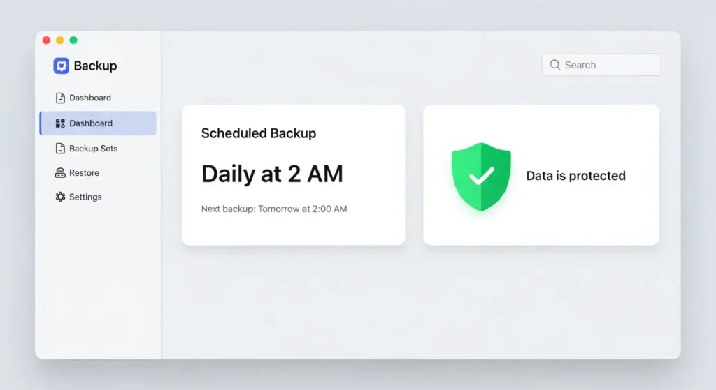 Windowsパソコンで自動バックアップをスケジュール設定する画面