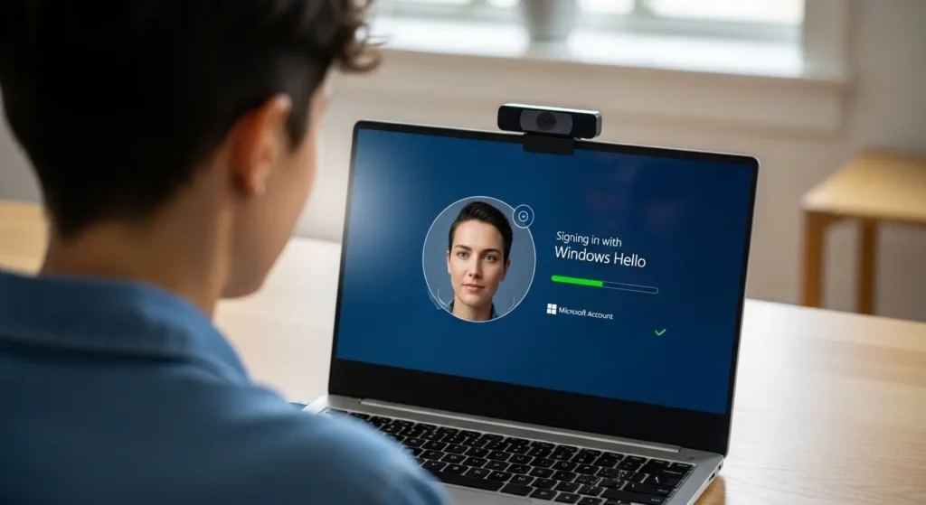 Windows Helloによる顔認証サインインの様子