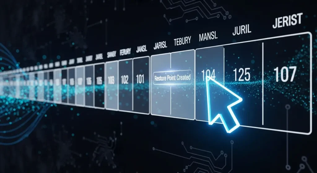 システムの復元ポイントを選択して過去の状態に戻すイメージ図