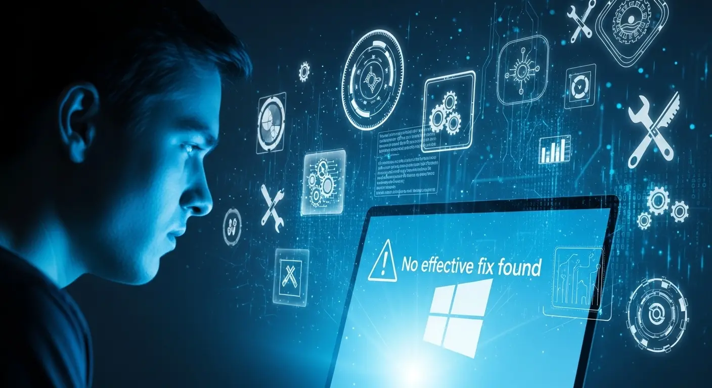 Windowsのトラブルシューティングツールで修正が見つからないと表示された画面のイメージ