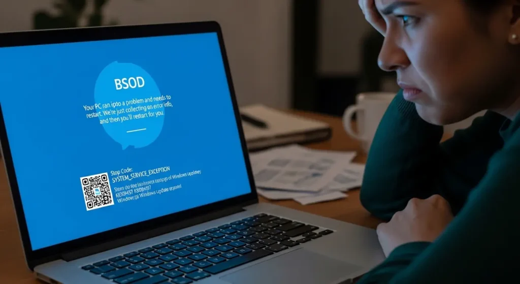 KB5084597適用後にブルースクリーンが発生したノートPC