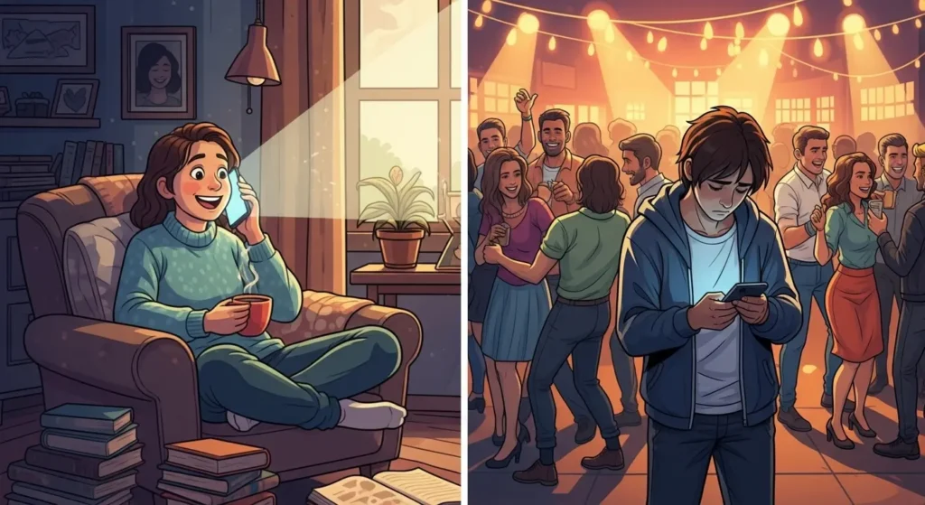 AIへの過度な依存が現実の対人関係に与える影響のイメージ図