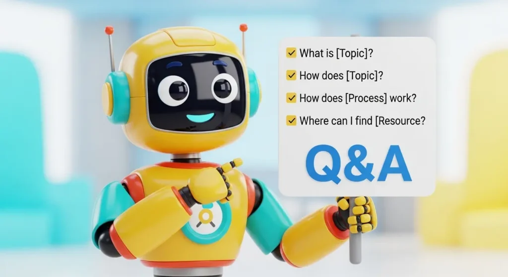 AI構築に関するよくある質問を案内するロボット
