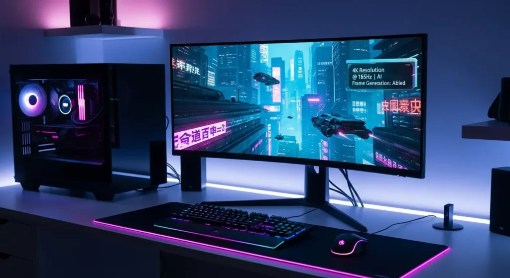 AI技術によって最高画質で動作する最新ゲームのプレイ画面