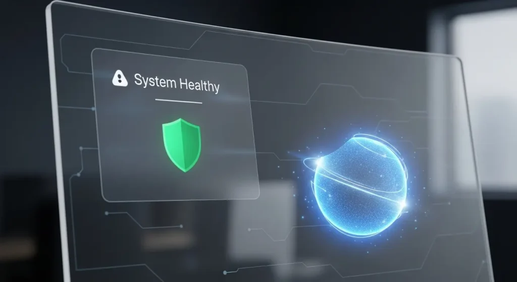 AIによるシステム監視とエラー予防のイメージ