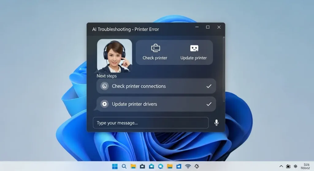 Windows 11のAIアシスタントによるトラブル解決画面