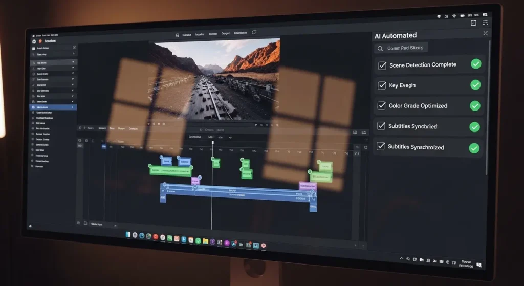 AIによる自動編集機能が統合された動画編集ソフトの画面
