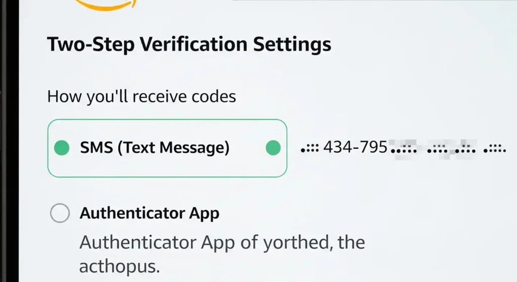 amazonの二段階認証設定メニュー