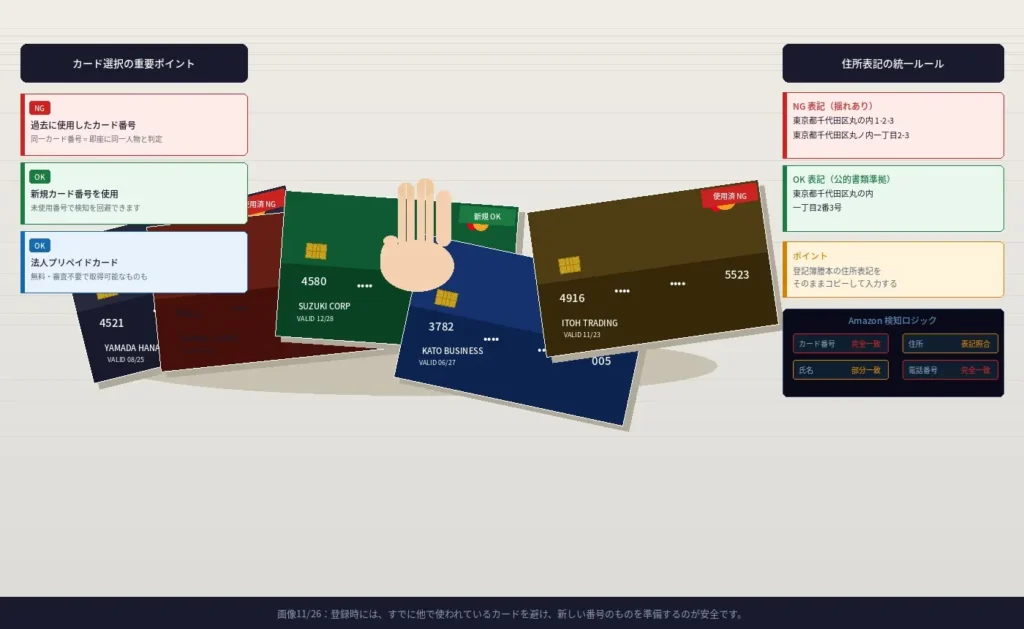登録に使用するビジネスカードの選択。