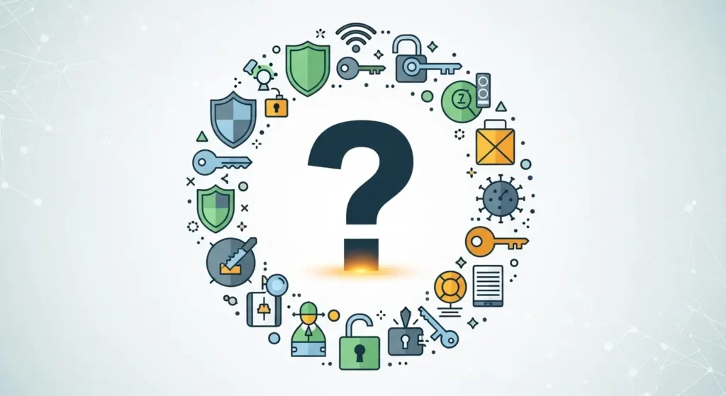 Amazonのセキュリティとよくある質問のイラスト。