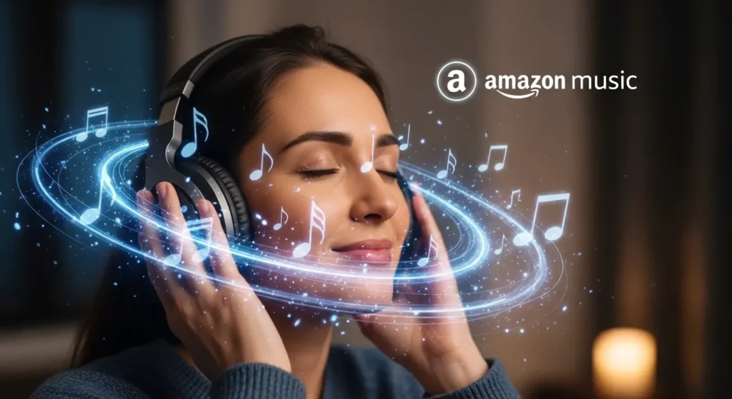 ヘッドホンでAmazon Music Primeを聴く人のイメージ