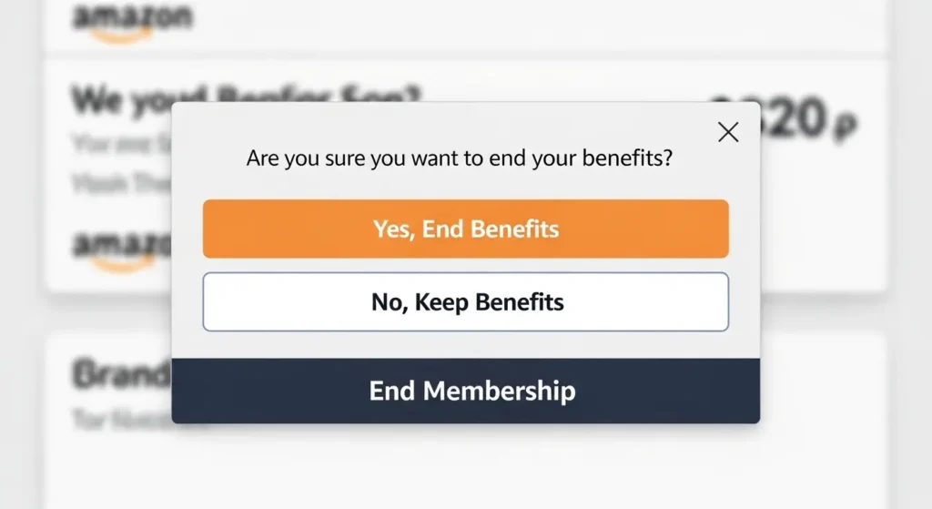 Amazonプライム会員解約の操作画面イメージ