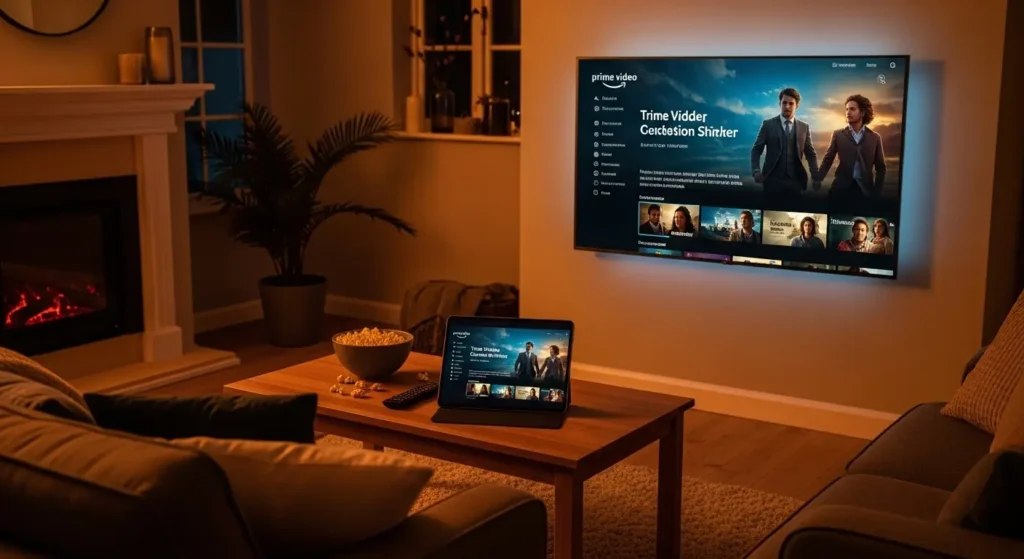 自宅のテレビとタブレットで視聴するPrime Videoの様子