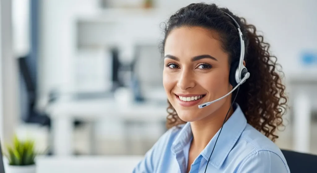 笑顔で対応するAmazonビジネスのカスタマーサポート担当者